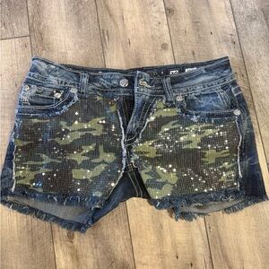 Miss Me 30 Camouflage Sequin Jean Shorts